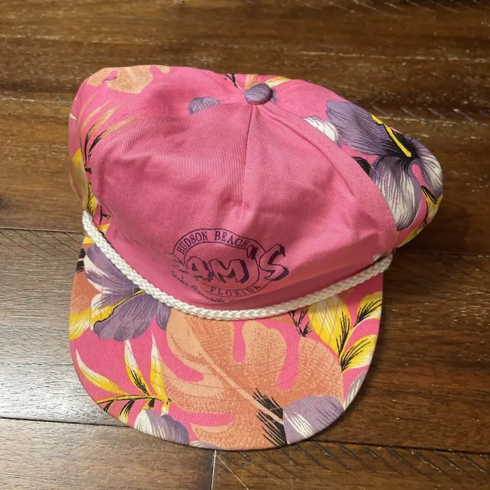 Vintage Sams Beach Bar Adjustable Cap Hudson Florida Pink